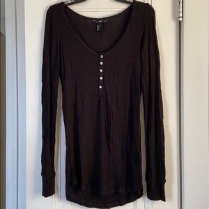 H&M Black ribbed button up long sleeve Size L
